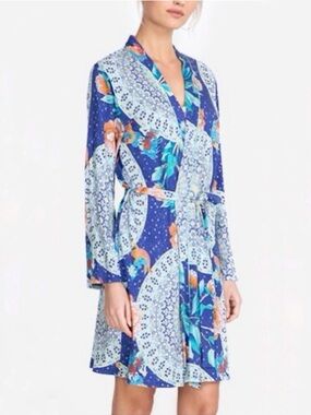 Johnny Was Coi Koi Sleep Robe Pima Cotton Modal Botanical Boho Patchwork Small